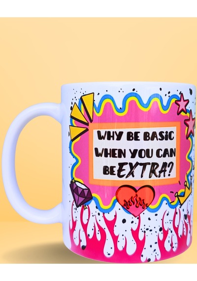 Why Be Basic Renkli Tasarım Dopamin Porselen Kupa Çok Renkli