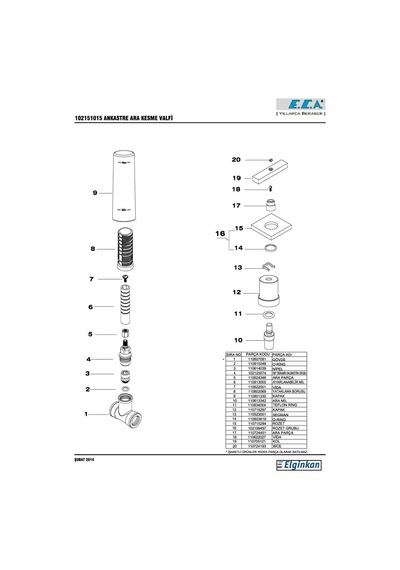 Eca Elegant Ara Kesme Valfi 102151015 Krom