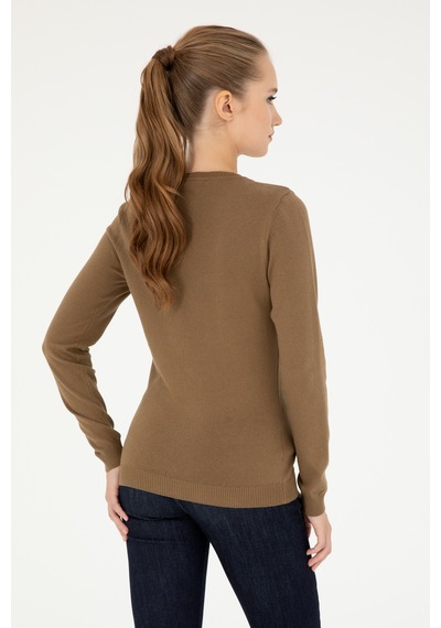 U.S. Polo Assn. Kadın Koyu Haki Melanj V Yaka Basic Kazak 50293542-VR126 U.S. Polo Assn. Kadın Koyu Haki Melanj V Yaka Basic Kazak 50293542-VR126