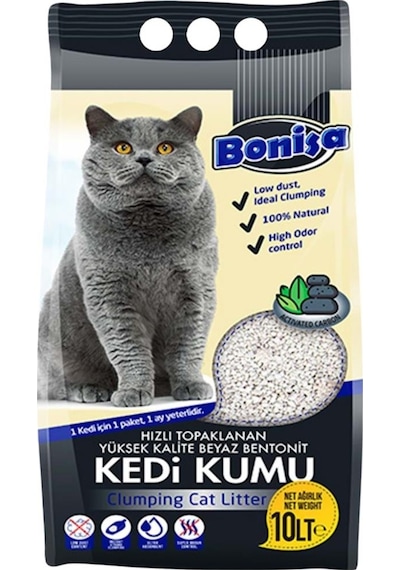 Bonisa Active Carbonlu Topaklaşan Bentonit Kedi Kumu 10 L