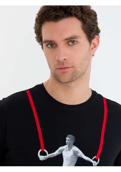 Siyah Bisiklet Yaka Slim Fit T-shirt