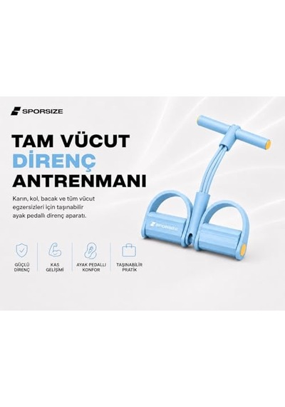 Sporsize Body Trimmer Kadınlar İçin, 2 Tüplü Hafif Dirençli Ayak Pedallı Egzersiz Aleti, Başlangıç Seviyesi Evde Fitness Ekipmanı