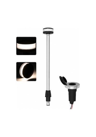 Labarka LED Krom Bayrak Direği Soketli 12V 80 cm
