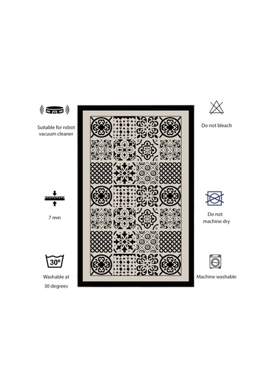 Dijital Kaymaz Yıkanabilir Banyo Mutfak Salon Paspas Halısı Trend Modern Al4008 krem