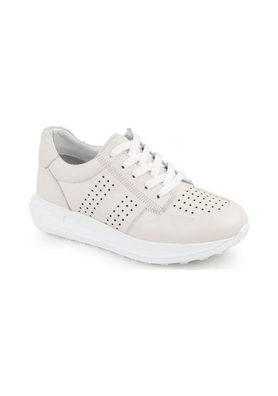 Libero L10.2255 Hakiki Deri Baskılı Ultra Hafif Kalın Eva Taban Kadın Casual Sneaker Ekru