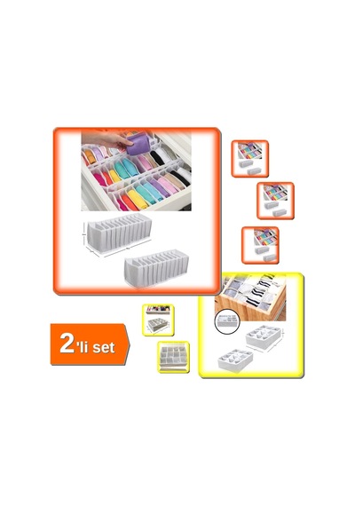10 Gözlü M Beden Akordiyon Çekmece Düzenleyici + 12 Bölmeli Çekmece Organizer - 2li Set Z8u0p2 Belirtilmemiş