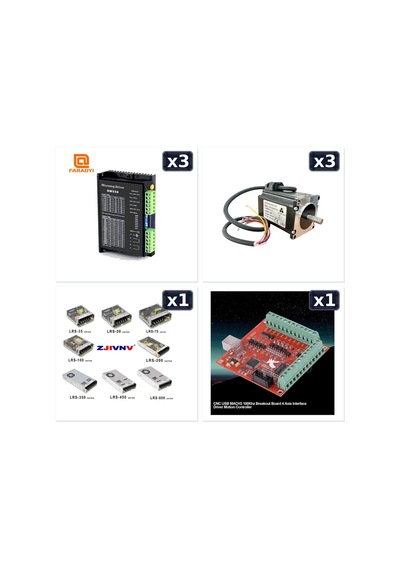 Mach3 + Step Motor + Sürücü + Güç Kaynağı Seti - 1