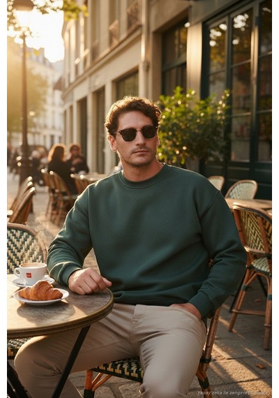 Buratti Regular Fit Bisiklet Yaka Pamuklu Içi Tüylü Yumuşak Şardonlu Erkek Sweat 5905255 Nefti