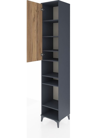 Hyperion Dolap 7 Raflı Tek Kapaklı 44x44x243 Antrasit-çam Antrasit