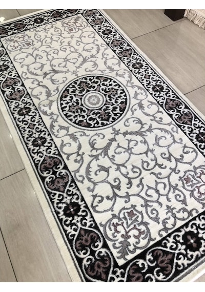 Saray Halı Vizyon 11503 Rs8 100X200 Gri Pudra Göbekli 2 Mt Yolluk