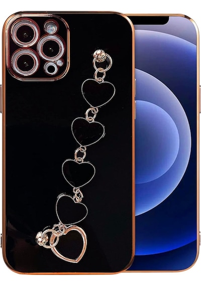 Ally Apple Uyumlu iPhone 12 Pro 6.1Inç Kilif Kalp Bileklik Tutuculu Lüx Silik 340967979