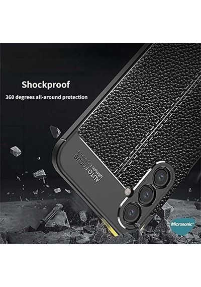 Galaxy A54 İçin Kılıf Deri Dokulu Silikon Siyah Galaxy A54 İle Uyumlu Kılıf - Siyah 50 x 22