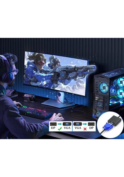 Daytona Zr140 Displayport To Vga Çevirici Dp Erkek Kadın Vga Monitör-pc Dönüştürücü Görüntü Kablosu