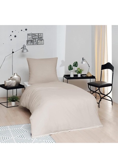 Düz Pamuk Nevresim Setleri, Ekru, Tek Kişilik Çok Renkli