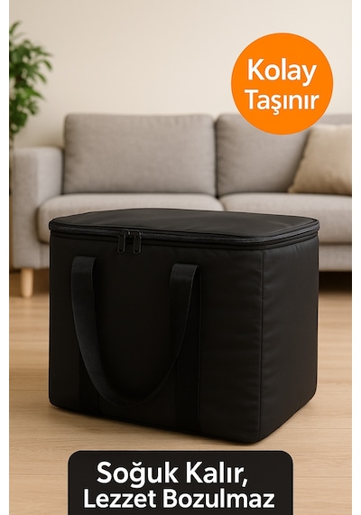 40 Litre Termos Çanta Yalıtımlı Plaj, Piknik, Kamp Ve Günlük Kullanıma Uygun Termal Çanta Siyah