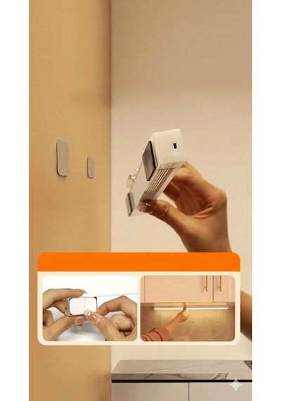 Hareket Sensörlü Şarjlı Led Dolap-çekmece-aydınlatma Işığı - Sıcak Sarı Işık-30 Cm Sıcak Işık