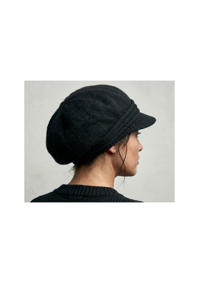 Emybox Orjinal % 100 Angora Yünlü Kadın Kasket Şapka İthal Örme Newsboy Baker Boy Kışlık Şık Bere Siyah