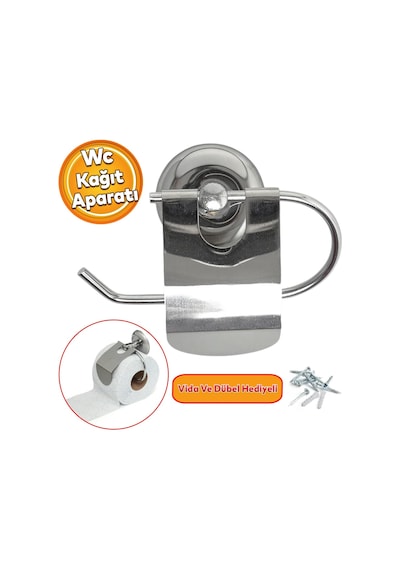 Tr Wc Kağıt Standı Tuvalet Kağıtlık Aparat Kapaklı Paslanmaz Metal Sağlam Kaliteli Krom Diğer