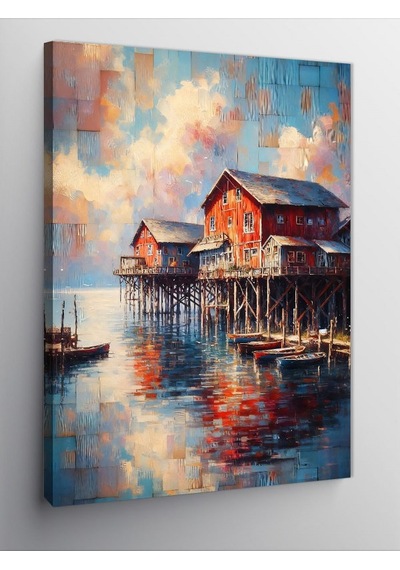 Kanvas Tablo Göldeki Evler 100cmx140cm