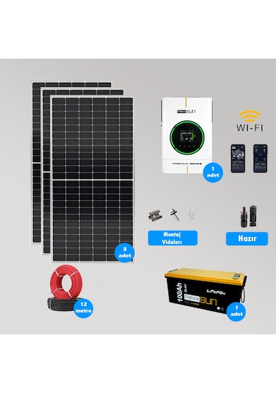 Cks Enerjı 4kw Lityum Akülü Hazır Solar Paket Kolay Kurulum Minimum Paket