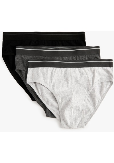 Koton 3'Lü Slip Boxer Seti Çok Renkli Gri Melanj 4Slm90063Mk Gri Melanj