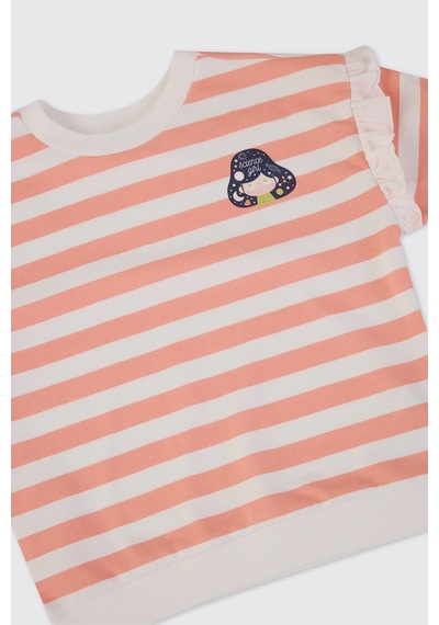Panço Kız Bebek Baskı Detaylı Ekru Sweatshirt Krem 2421GB08045