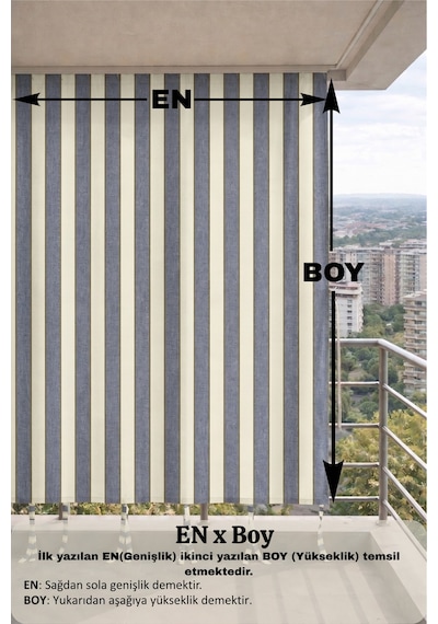 Gri-krem Balkon Perdesi Kornişli Bağcıklı Su Geçirmez Dış Mekan Dayanıklı Modern Balkon Brandası