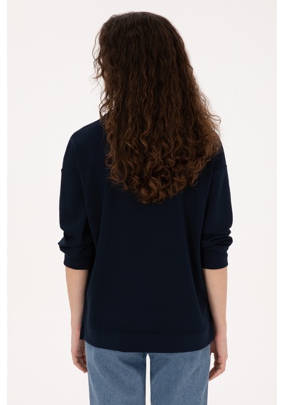U.S. Polo Assn. Kadın Lacivert Polo Yaka Sweatshirt 50309082-VR033