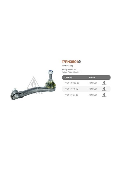 Asmetal 17rn3801 Rotbaşı Sağ Clio Iı 7701476763