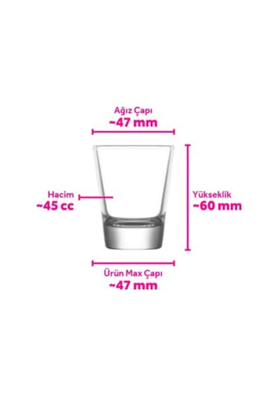 Lav Chill Cam Likör Bardağı 6 Kişilik 45 ml (Shot/Şerbet Bardağı )