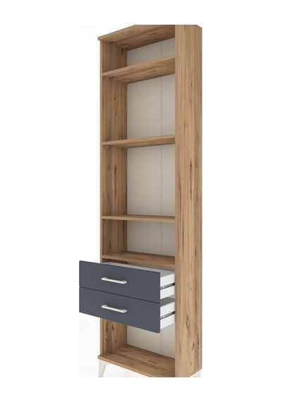 Arges Dolap 4 Raflı 2 Çekmeceli 60x30x221 Çam-antrasit Atlas Çam