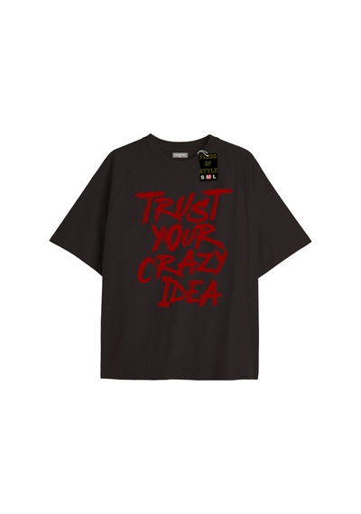 Flood Of Style Siyah Oversize T-shirt Çılgın Özel Tasarım