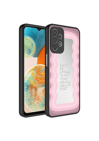 Samsung Galaxy A72 İle Uyumlu Kılıf Aynalı Parlak Desenli Figürlü Kamera Lens Korumalı Kapak Mirror Ayna Diğer