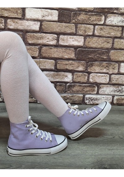 Yarım Bilek Kot Keten Bağcıklı Günlük Rahat Esnek Düz Şeffaf Taban Bez Ayakkabı Sneaker Lila Yarım Bilek Kot Keten Bağcıklı Günlük Rahat Esnek Düz Şeffaf Taban Bez Ayakkabı Sneaker Lila