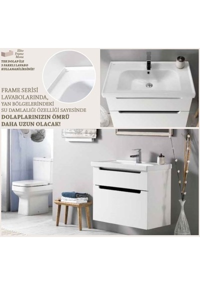 Turkuaz Seramik Cerastyle Frame Lavabo 70CM Damlalıklı Sifonsuz
