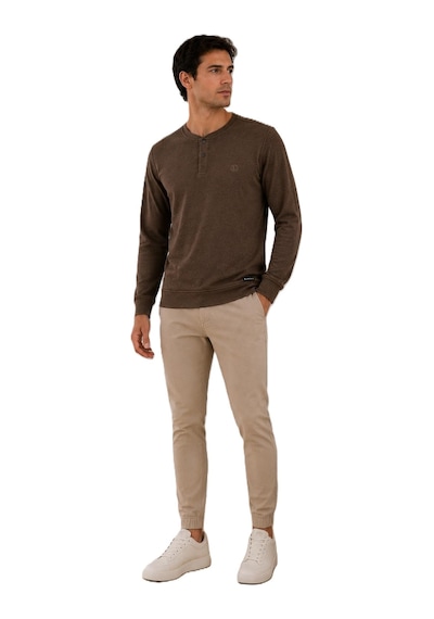 Lacaton Erkek Normal Beden Erkek Kahverengi Hakim Yaka Sweatshirt