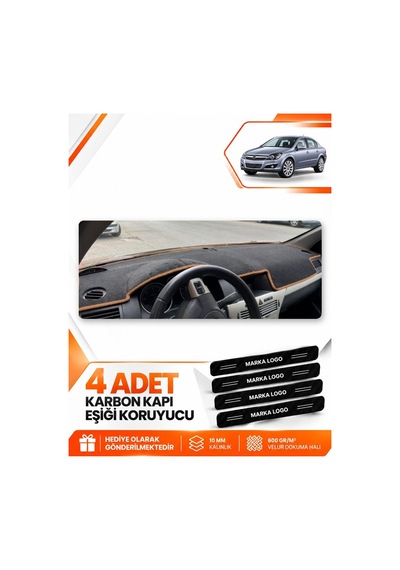 Opel Astra H 2003-2014 Uyumlu Ön Torpido Koruma Kılıfı Halısı Örtüsü - Siyah Kahverengi