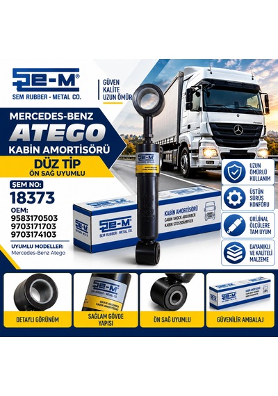 Mercedes Atego Ön Sağ Düz Kabin Amortisörü Şem 18373 9583170503 9703171703 9703174103