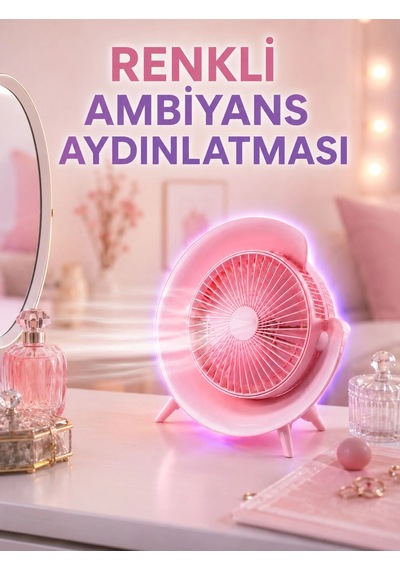 3 Hız Ayarlı Usb Şarjlı Rgb Masa Fanı