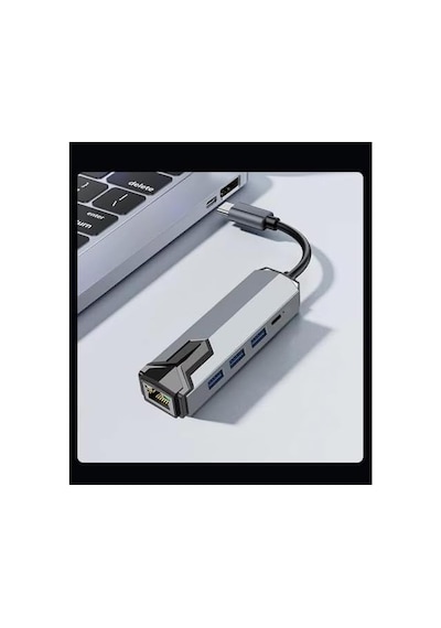 Usb-c To Gigabit Ethernet Adaptör 3 Port Usb 3.0 Hub + Pd Şarj Destekli Çoklayıcı, 1000 Mbps Rj45 Kablolu İnternet, 5gbps Veri Aktarımı Zr1158