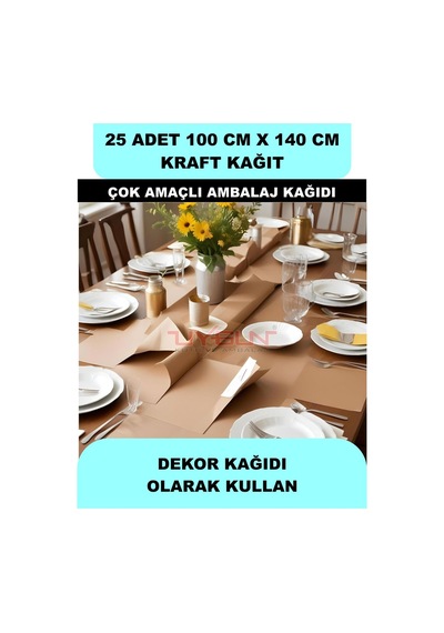 25 Adet 100cm X 140cm 100 Gr. Kraft Ambalaj Kağıdı, Çeyiz Ev Eşyası Hediye Ürün Paketleme, Çocuk Etkinlikleri