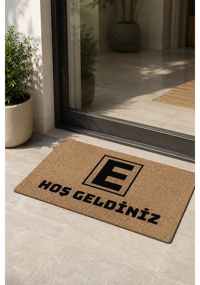 Valerine Life Eczane Logolu Coco Görünüm Kaymaz Hoş Geldiniz İşyeri Koko Kapı Önü Paspası 50x90cm Kahverengi