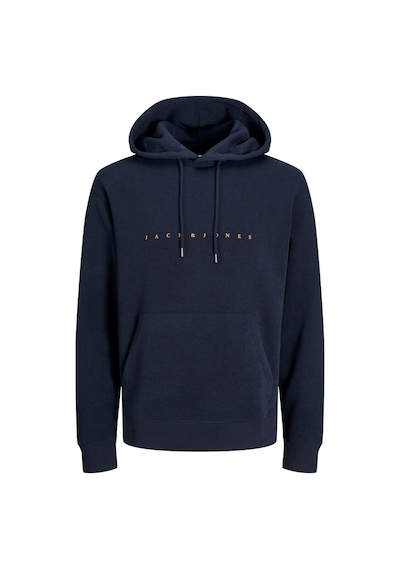 Jack & Jones Kabartma Baskılı Kapüşonlu Sweatshirt - Star 12233972 Dark Navy Lacivert