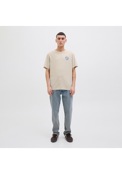 Jack & Jones Jack&jones One Color Summer Erkek Bej Yuvarlak Yaka Tişört Bej