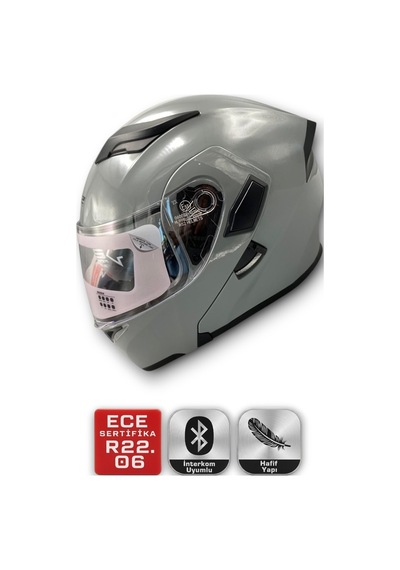 Motosiklet Rs2 Kask Çene Açılır Güneş Vizörlü Glos Grey Gri