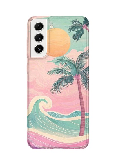 Samsung Galaxy S22 Plus Uyumlu Baskılı Şeffaf Telefon Kılıfı Koleksiyon: Summer Beach Tropical 1