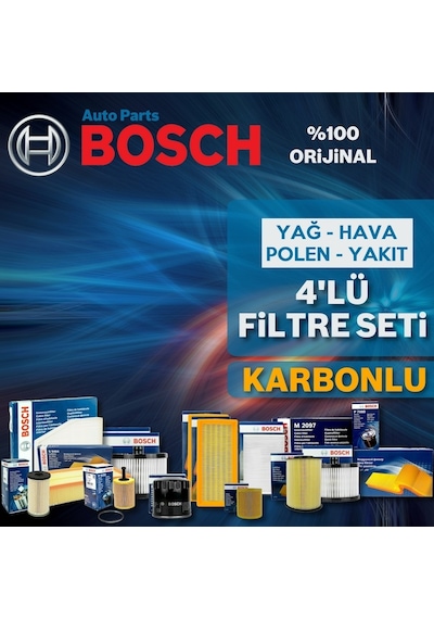 Peugeot 407 1.6 Hdi Bosch  Filtre Bakım Seti 2004-2013 4Lü Karbon 553049652