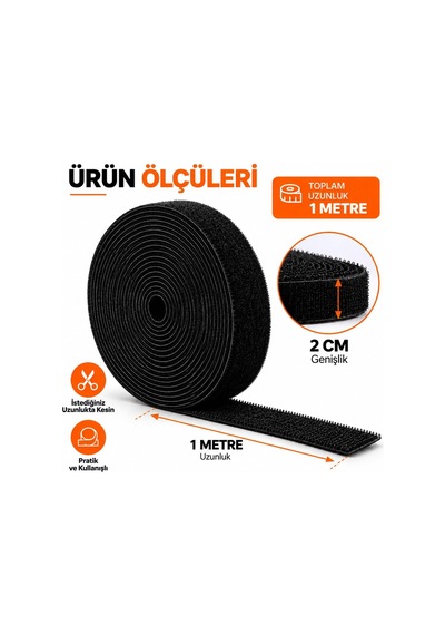 1 Metre Kablo Düzenleyici Cırt Cırt Bant 2 Cm Kesilebilir Kablo Toplayıcı Sabitleyici Organizer Tekrar Kullanılabilir Kablo Bağı 1 Metre