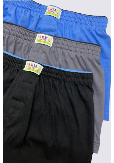 Arma Yıldız Karışık Renkli Erkek Çocuk Havlu Bel Boxer 3'lü Paket %100 Pamuklu Çok Renkli