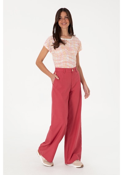 U.S. Polo Assn. Kadın Vişne Kanvas Loose Fit Pantolon 50309122-VR223